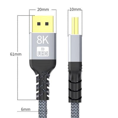Cavo DisplayPort 8K DP 1.4 Cavo 8K@60Hz 4K@144Hz Cavo Display Port intrecciato ad alta velocità compatibile con TV Monitor Laptop