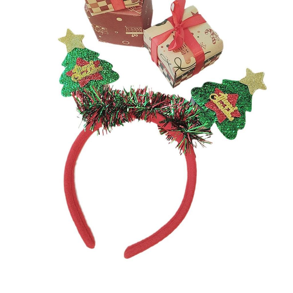Festliches grünes Pailletten-Weihnachtsbaum-Stirnband - Niedliches handgefertigtes Feiertags-Haaraccessoire
