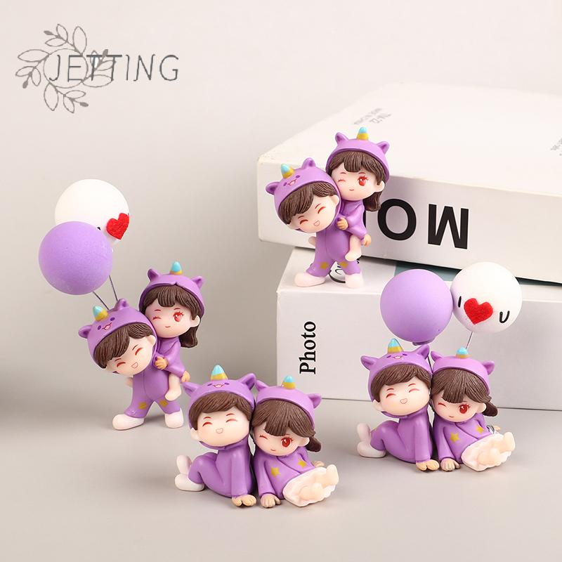 1 Paio Mini Innamorati Dolci Coppia Mano nella Mano Figurine Miniature Giardino delle Fate Muschio Terrari Artigianato in Resina Decorazione per la Casa