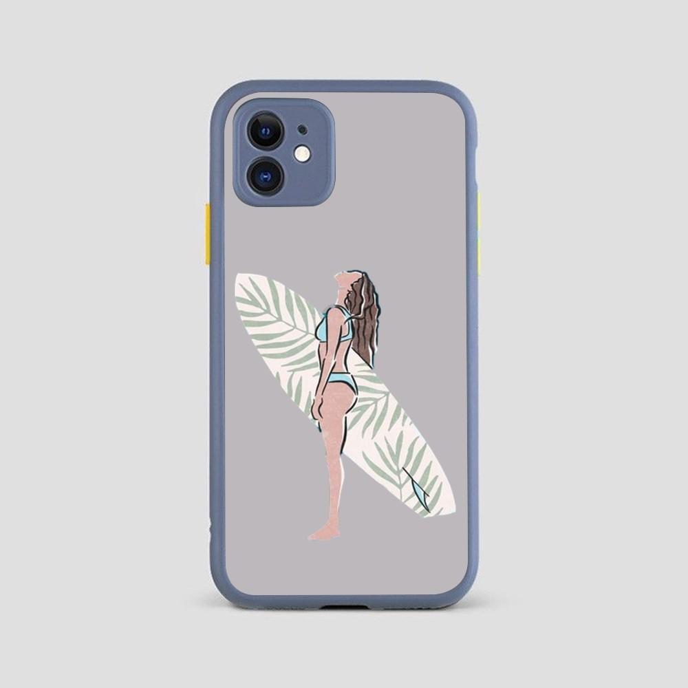 Beach Surf Girl Phone Case for iPhone 14 11 12 13 Mini Pro Max 8 7 Plus X XR XS MAX Translucent Matte Cover
