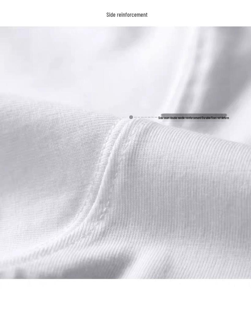 300g Heavyweight Xinjiang Cotton Unisex White Short Sleeve T-Shirt - Loose Fit Solid Color Base Tee