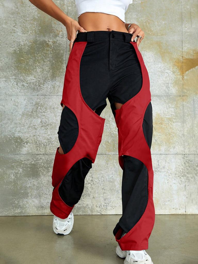 Rose Beauty A Rave Two Tone Cut Out Cargo Pants