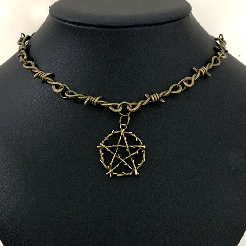 Small wire Brambles Iron  Black Star Choker Necklace Women Hip-hop Gothic Punk Style Barbed Wire Little thorns Chain Choker Gift