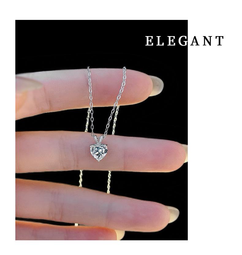 Qixi Gift: Moissanite Heart Necklace in 999 Pure Silver - Minimalist & Engravable Fashion