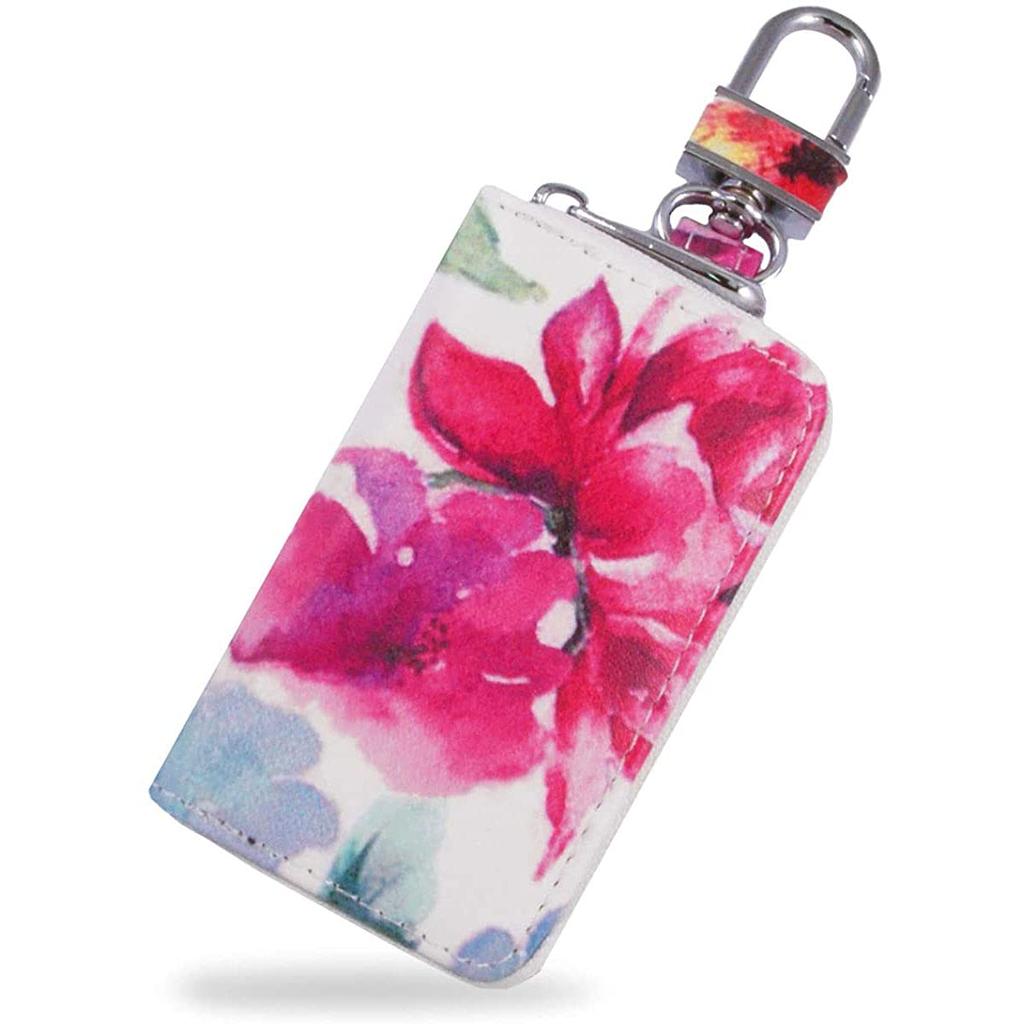 Gisele Key Smart Key Floral Compact Case, Compatible, Carabiner, Print, Design, Women's (Flower Pink)