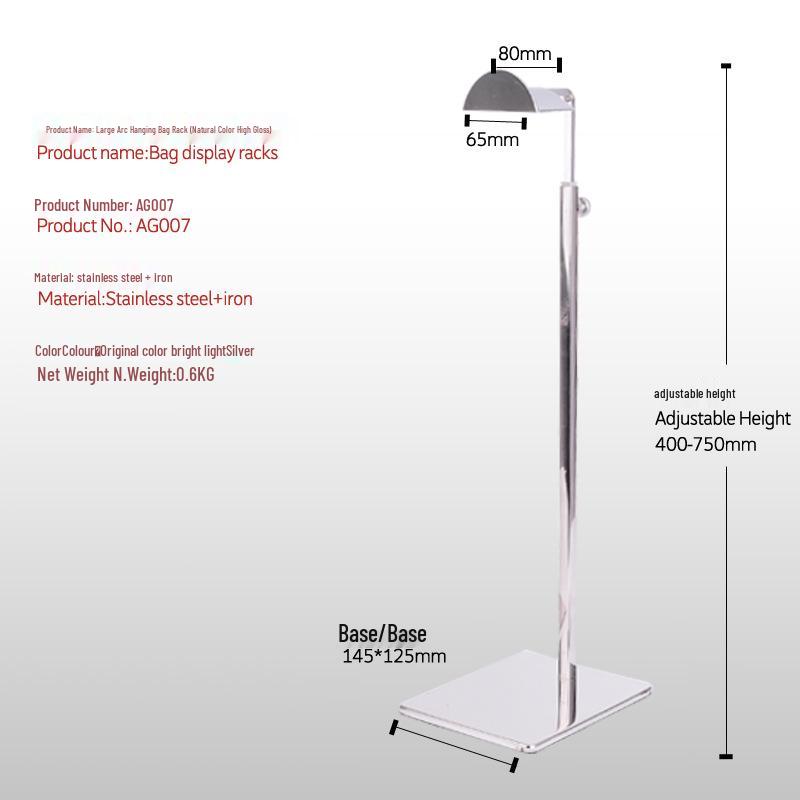 Stainless Steel Floor Standing Handbag Display Rack for Men’s & Women’s Bags