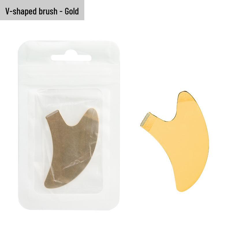 Stainless Steel Y-Shaped Eyelash Extension & Perm Comb with Small Eyebrow Brush.