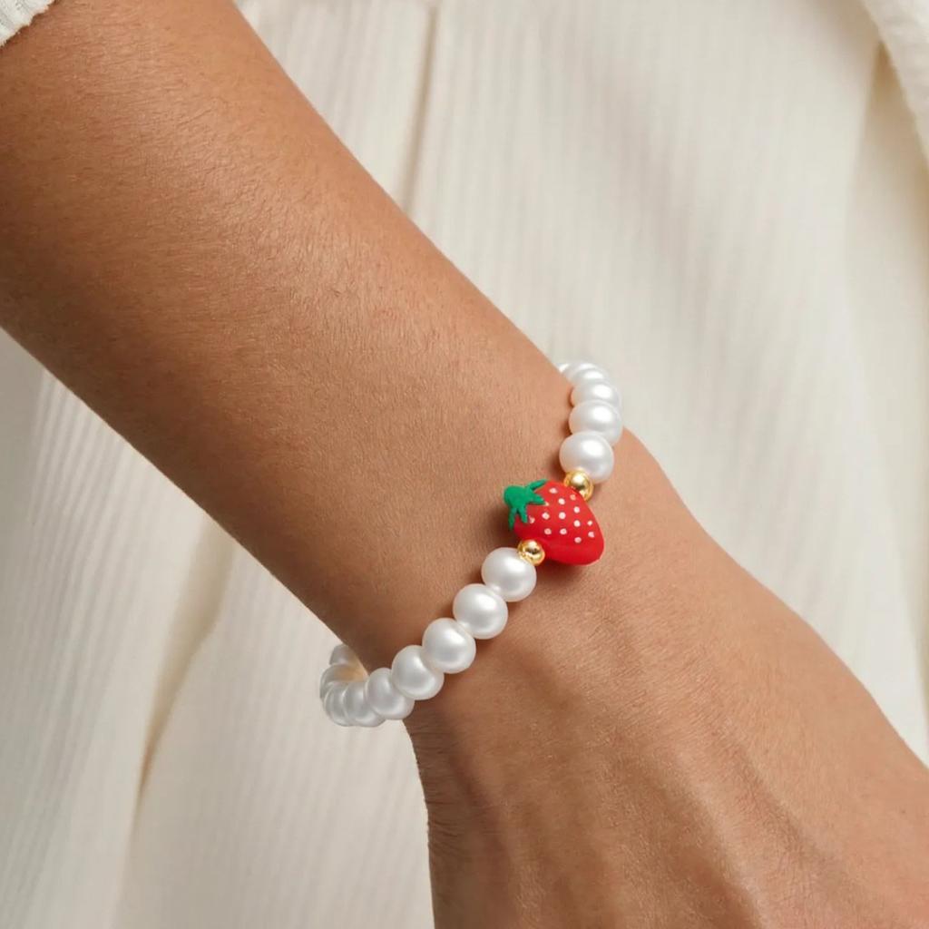 Elegant Strawberry Beaded Necklaces Jewelry Simple Design Bracelet Adornment Adds Sweet Charm For Various Styles