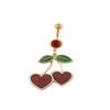 Women Navel Rings Loving Heart Cherry Shape Pendant Body Jewelry