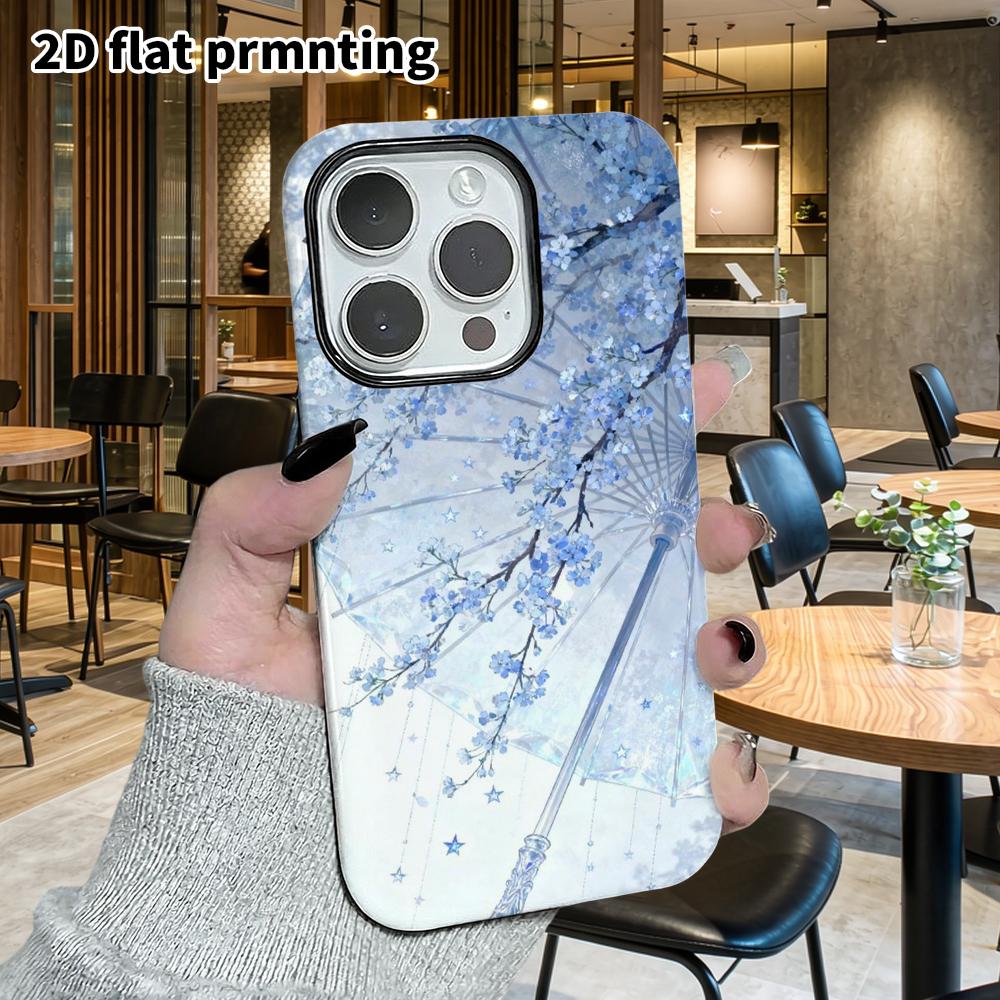 Phone Case: 2D flat suitable for iPhone 18 17 16 15 14 13 Pro film protective case, couple style, crystal oil paper umbrella, Christmas and Halloween