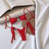Sexy Women's Bikini Set with Straps Starfish Bathing Suit Metal Drawstring Low Waist Sexy Swimsuit Set