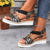 Fashion Summer Classic Retro Wedge-shaped Women's Sandals Fashionable Breathable High Heels Women's Shoes Casual Beach Roman Sandals