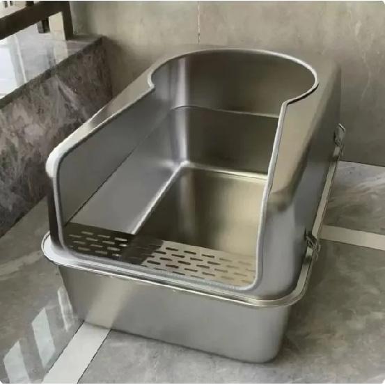 Extra Large Fully Enclosed Stainless Steel Cat Litter Box Is Leak-proof and Deodorizing