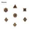 7 Pcs Yellow Tree Stump Root Metal Dice Solid Metal Polyhedral Dice Set Suitable for Role-Playing RPG  Board Game Card Game