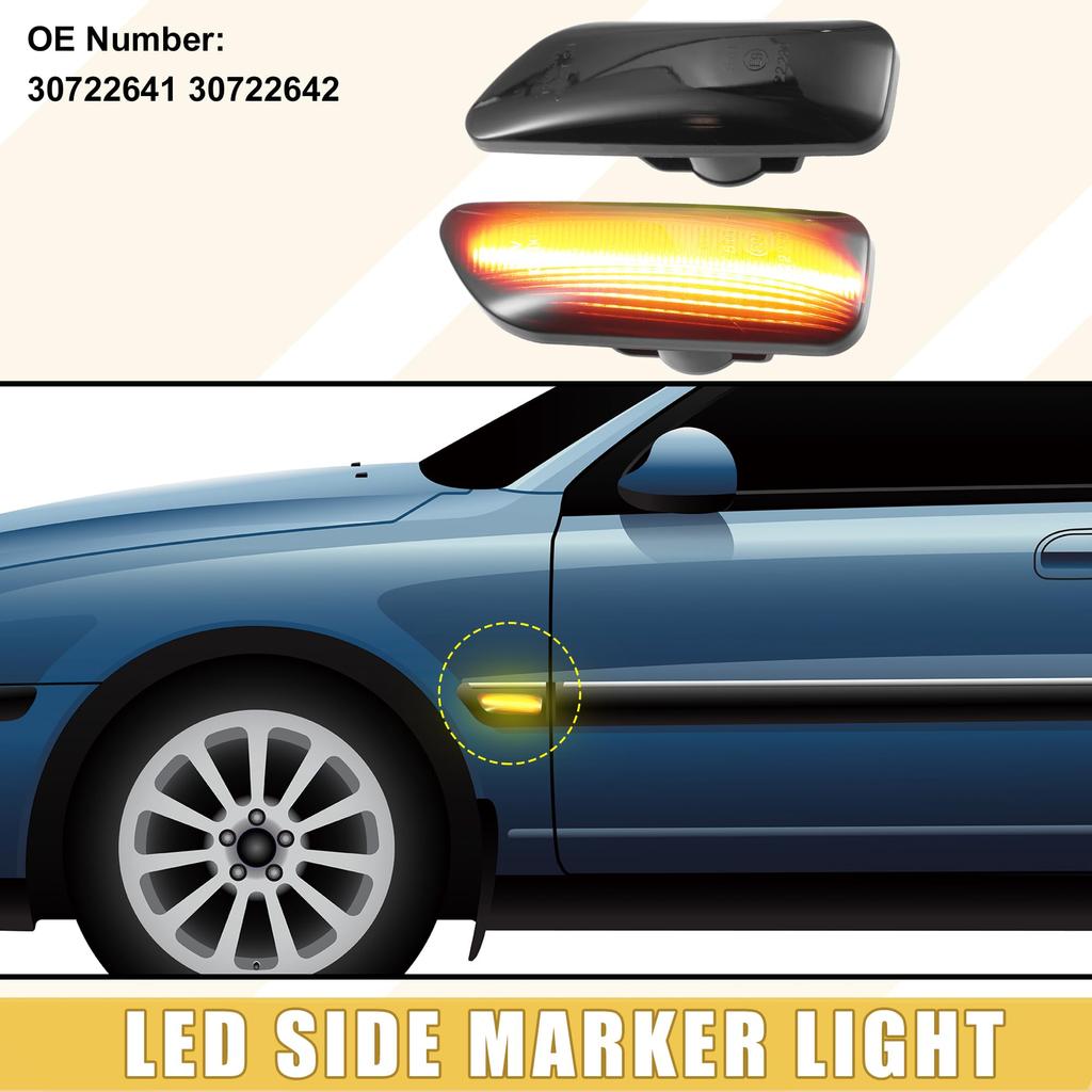 A ABSOPRO LED Side Marker Lights, 30722641 Front Driver Passenger Turn Signal Light, Fender