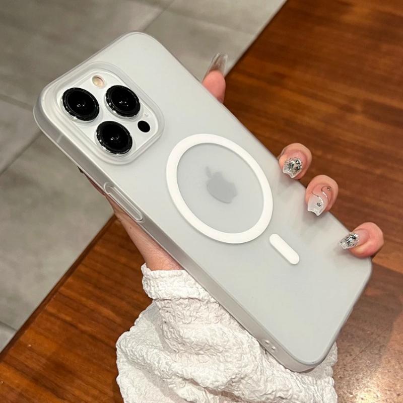 Ultra Thin Matte Magnetic Hard PC Clear Case For iPhone 15 14 13 12 Pro Max Plus For Magsafe Wireless Charge Shockproof Cover