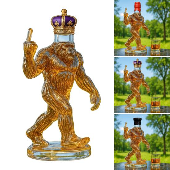 Savage Whiskey Bottle Decanter for Men Unique Wine Decanter Funny Savage Shaped Glass Quirky Gift for Sasquatch Enthusiasts