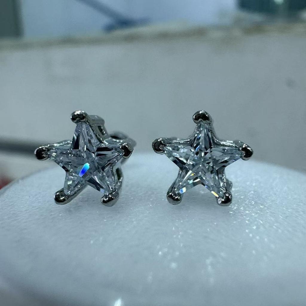 Pentagram zircon stud earrings women's simple niche design exquisite fashion personality versatile earrings
