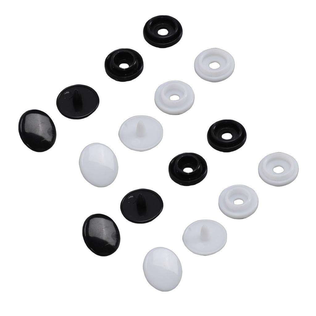 200 Set Plastic Snaps Fasteners No Sew Round Buttons Kit for Clothing Sewing Crafting Bib Bag Bright Black and Bright