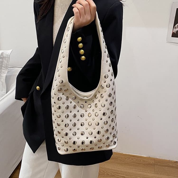 Metal Rivet Tote Bag Women's Shoulder Underarm Bag