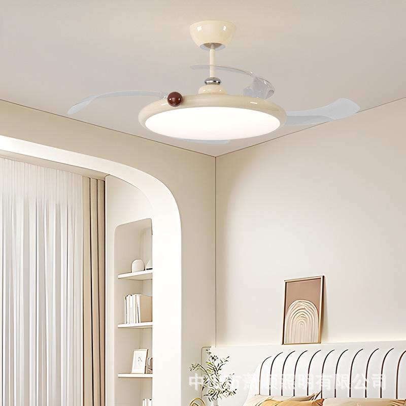 Cream Retro Ceiling Fan Light 2025 Model: Stylish Full Spectrum LED for Dining & Bedroom, Eye Protection