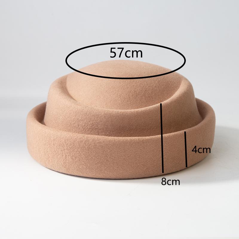 New 100% Wool Beret Women Winter Hat Felt Fedora Fascinator Hats Wedding Party Pillbox Stewardess Church Hat Elegant Cap Female