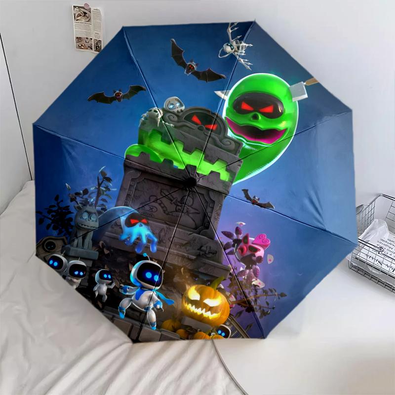 1 PC Automatic Folding Umbrella - ASTRO BOT Pattern, Portable & Foldable Design with 8 Ribs, Christmas Birthday Gifts