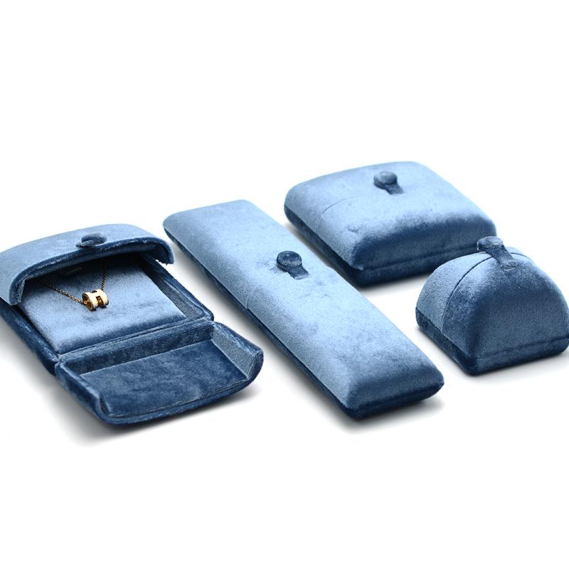Misty Blue Velvet Jewelry Box: Double Opening for Rings, Earrings, Necklaces, Bracelets, Bangles, Rosaries, and Jewelry Pouch.
