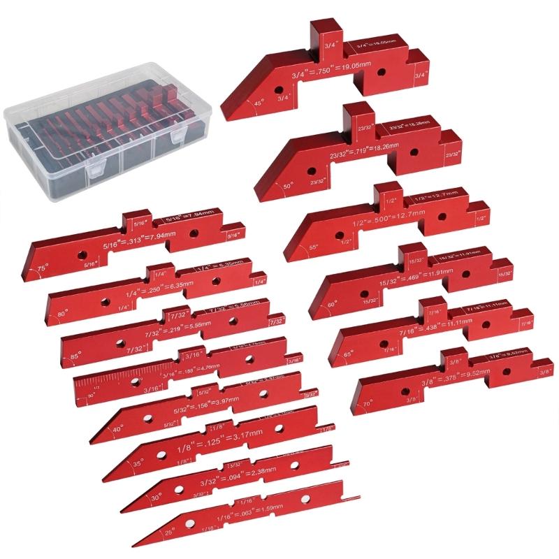 

14Pcs Router Table Setup Bar Aluminum Precisions Setup Blocks Height Gauge Set for Router Table Accessories Angled 1