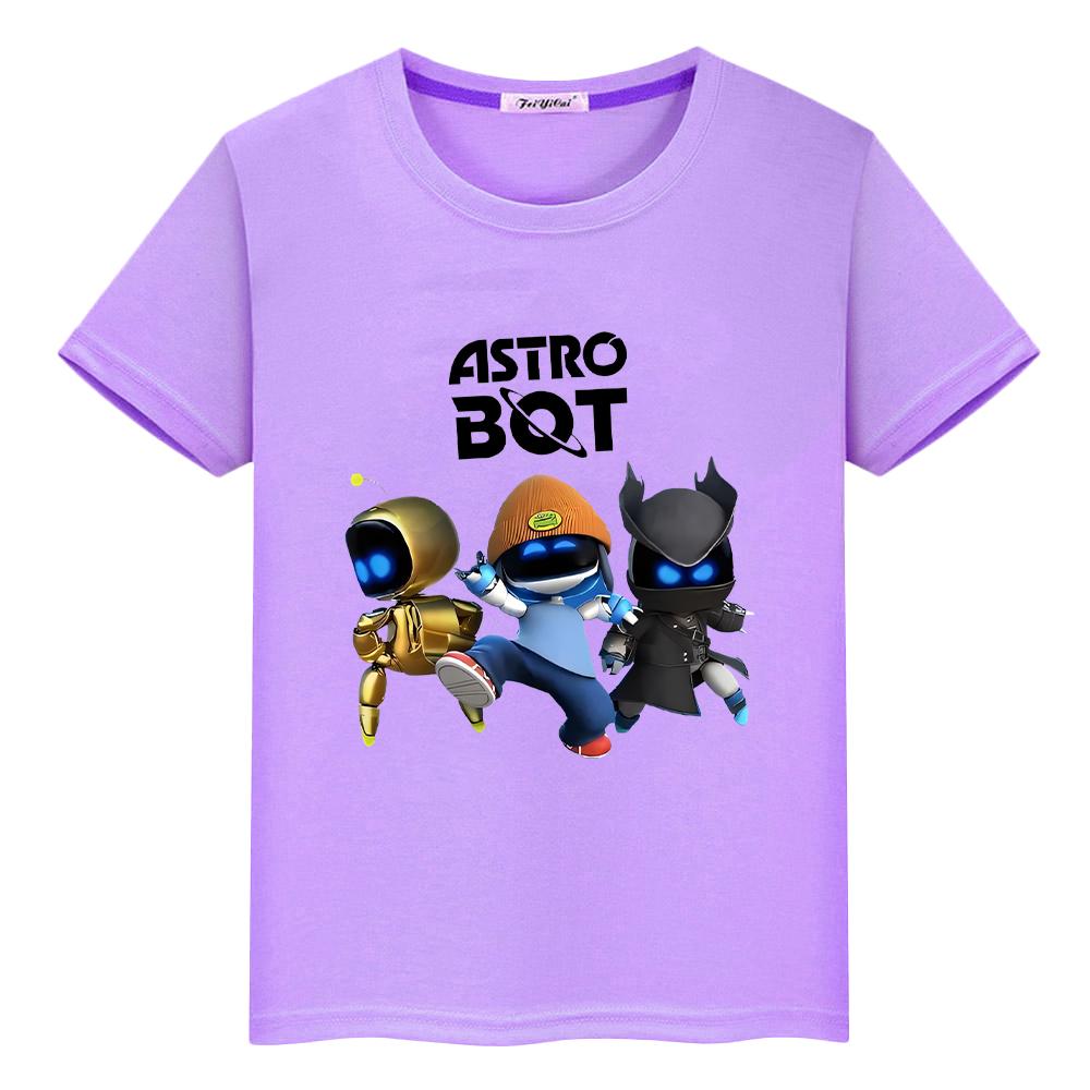 Game Astro Bot T Shirt for Kids Boy 10years 100%Cotton Print Anime Short Kawaii Tops Cartoon T-shirt Y2k One Piece Girls Clothes