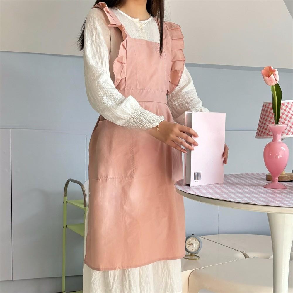 Waterproof Cotton Sleeveless Apron With Floral Edges For Cooking And Art Projects