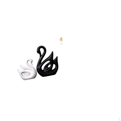 Porcelain Swan And Metal Figurines Elegant Animal Abstract Sculpture Collectible Desktop