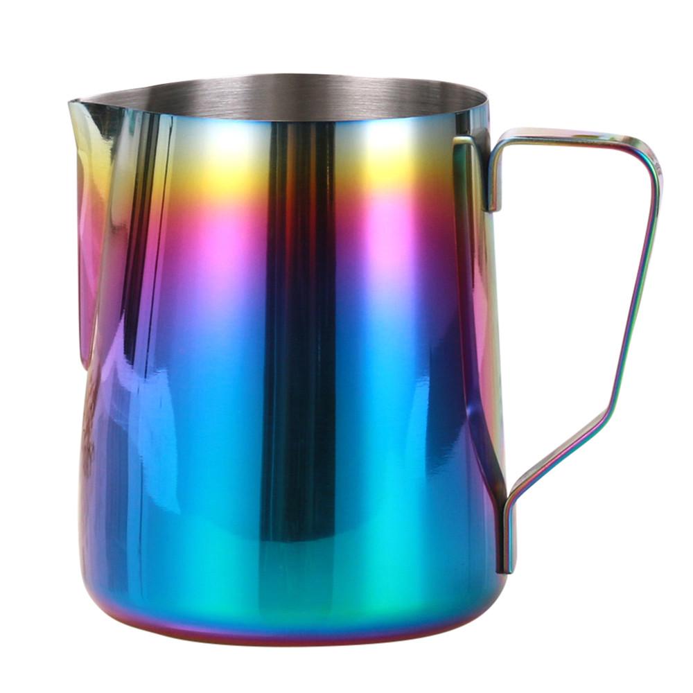 20OZ Colorful Stainless Steel Frothing Pitcher Pull Flower Cup Espresso Cappuccino Art Pitcher Jug Milk Frothers Mug Coffee Tool