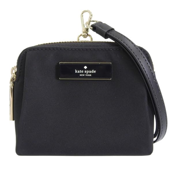 Kate Spade Kartenetui, Ausweishülle, Münzbörse, Pendlertasche, Damen, Outlet-Marke, Nylon, Schwarz, Nackenband, Ausweishalter, KL878 001, Kate Spade