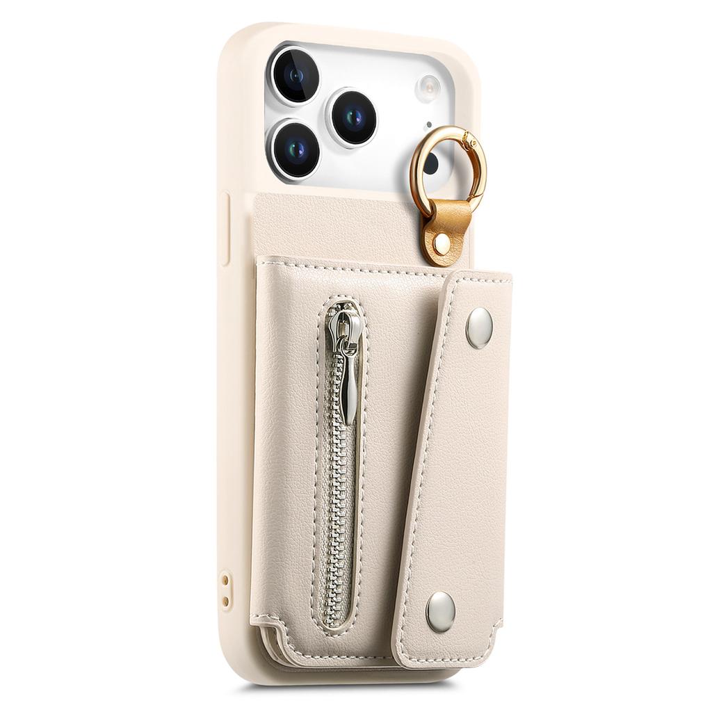 Zipper Cards Solt Leather Wallet Case for iPhone 17 Pro Max 16 Plus 15 14 13 12 11 17air Ring Holder Triple Fold Bag Stand Cover