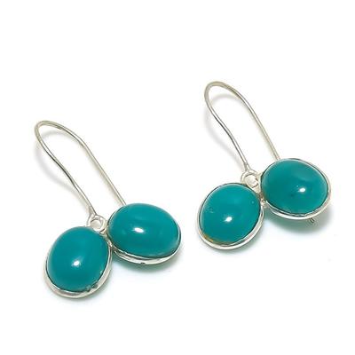 Natur Grüner Onyx Edelstein Handgefertigt 925 Sterling Silber Ohrring 1.18" r6w28