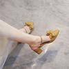 6807-36 Rear empty pointed middle heel sandals women's 2025 gentle and versatile summer thick heel single shoes