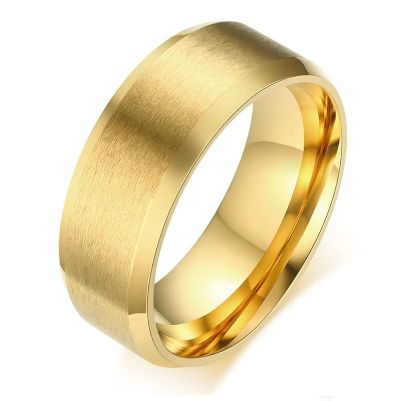 

[Rockyu] jewelry Popularity brand titanium ring men s simple gold Flat hit ring No. 11 8mm