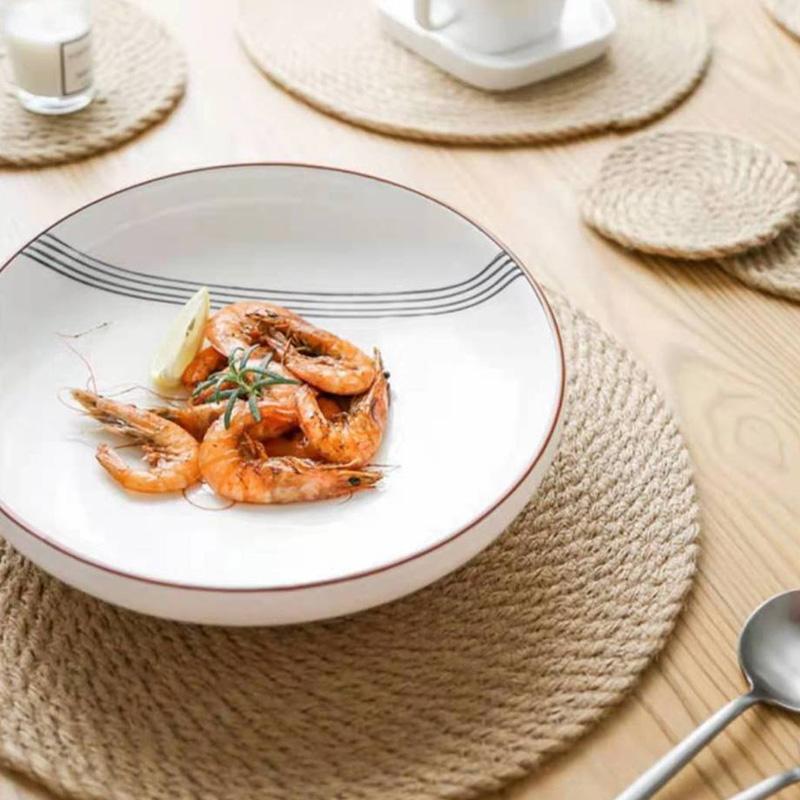 1PC Grass Woven Coaster Circular Placemat Hand Woven Insulation Pad Elliptical Cotton and Hemp Bowl Mat Pot Mat Simple Natural