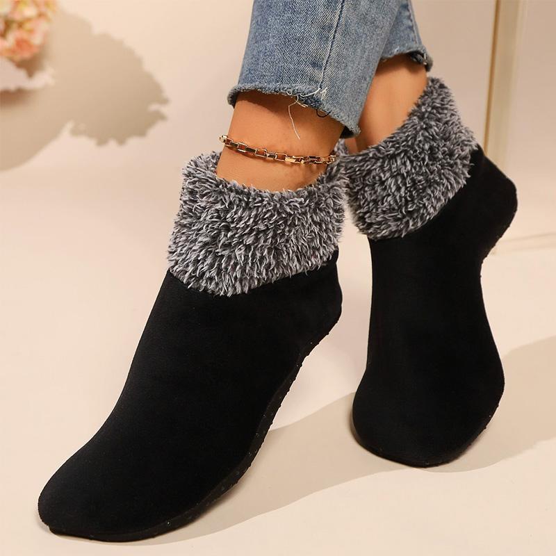1 Paar Hausschuhe Socken Thermisch Weich Plüsch Winter Bodensocken Hoher Schaft Anti-Rutsch-Sohlen Dick
