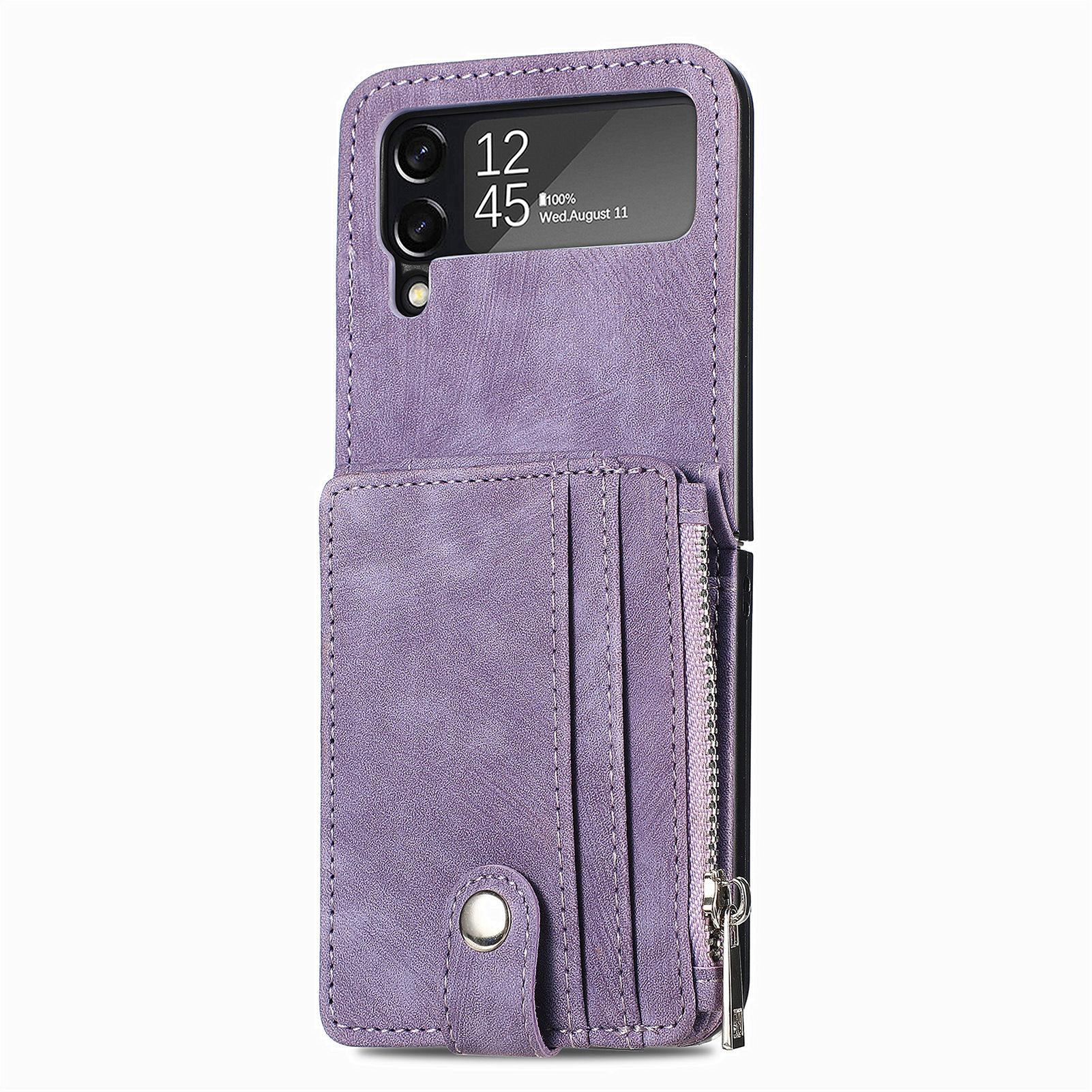 

Fashion Leather Wallet Folding Case for Samsung Galaxy Z Flip 5 4 5G Flip5 Flip4 Flip3 Flip 3 Card Holder Cell Phone Accessories for Samsung Z Flip 4 фіолетовий