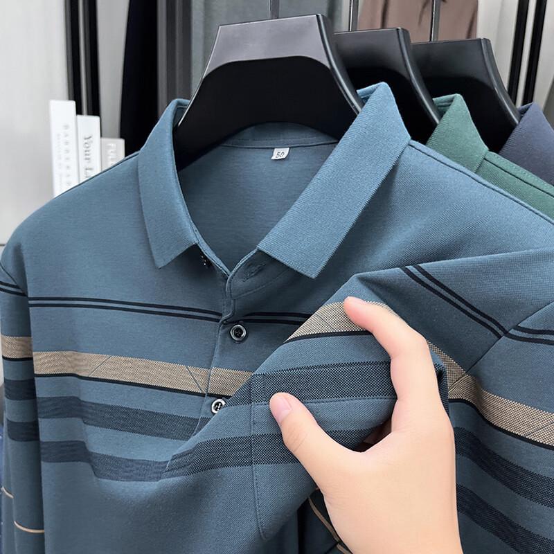 Firstview Men's Urban Casual Print Long-Sleeve Polo Shirt