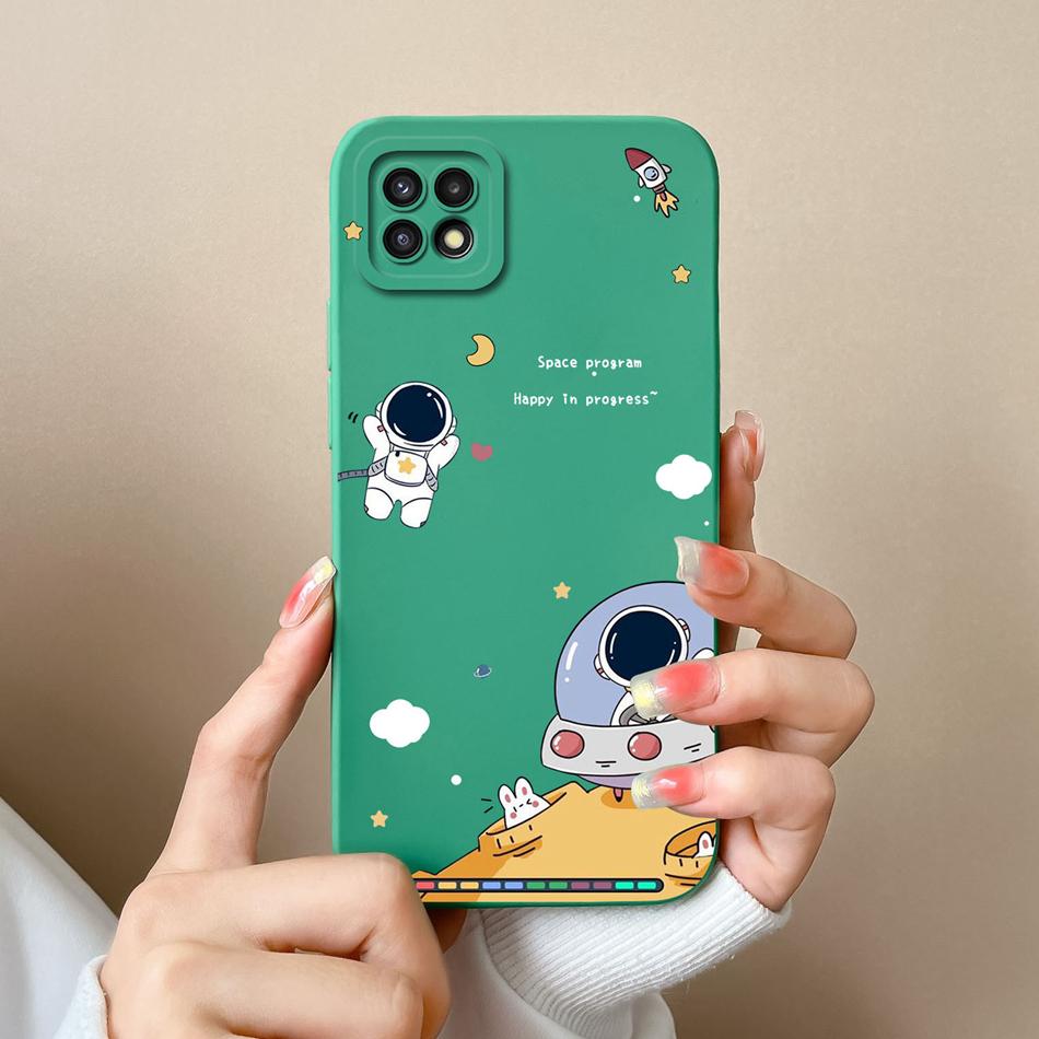 Cases For Samsung A22 5G 4G A22S Cute Soft Liquid Silicone Camera Protector Back Cover For Galaxy A22 A 22 A 22S Coque Bumper