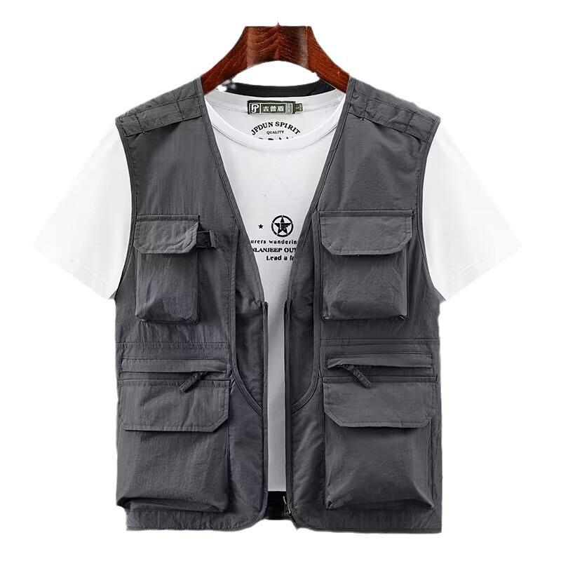 Vest Herre Middelaldrende japansk og koreansk ermeløs sommersportvest Utendørs fritid Multi-bag Hurtigtørkende vest
