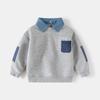 Boys' False Two-Piece Sweaters Spring and Autumn K-style Children's Clothing Kids Sleeve Patch Clothes Baby Boys' Pullover Tops