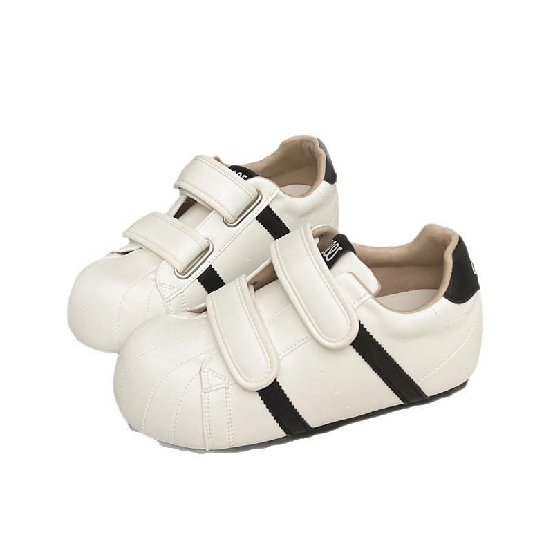Versatile casual single shoes shallow mouth women's Q version bubble shell cartoon board shoes 6cm Velcro inner height increase new trendy shoes