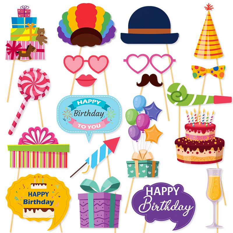 Happy Birthday Accessories With Humorous Paper Props For Family Parties Kids