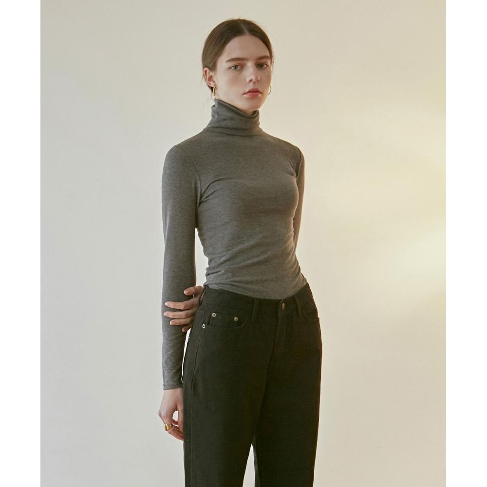 

NICKNICOLE Deep Skinny Turtle TeeCharcoal