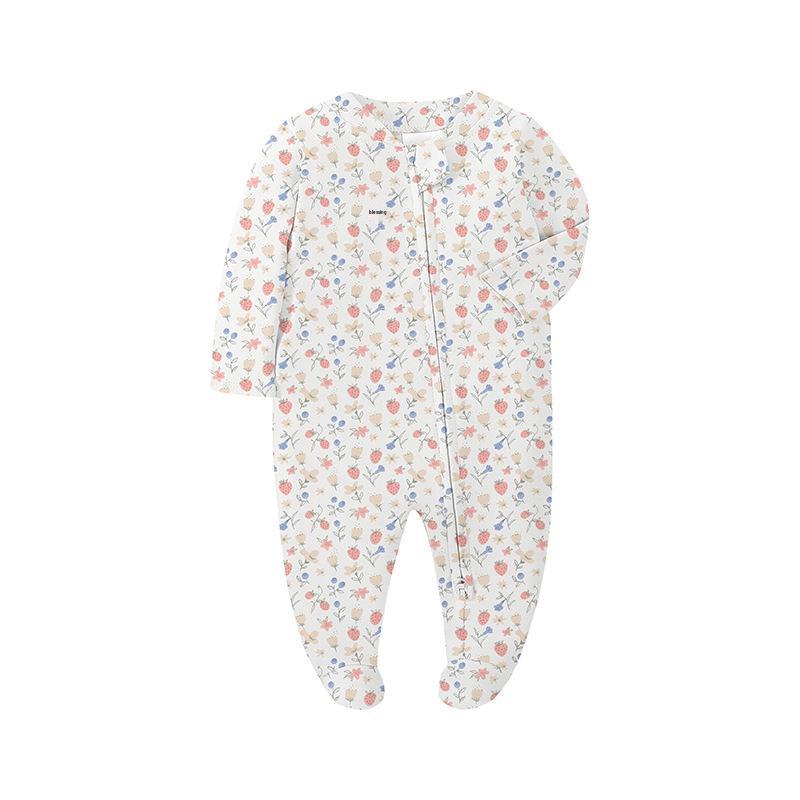 Newborn Long Sleeve Bodysuit with Double Zipper for Easy Change - Autumn/Winter Belly Protection, Prevents Chills