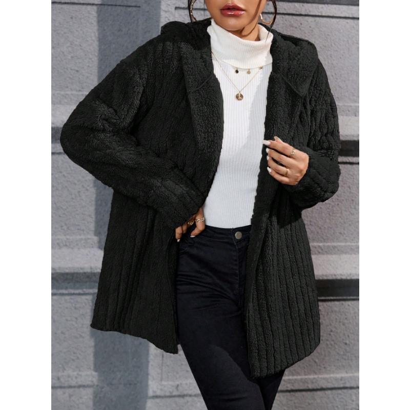 Fall And Winter New Warm Fashion Vertical Stripes Double-sided Polar Fleece Hooded Jacket